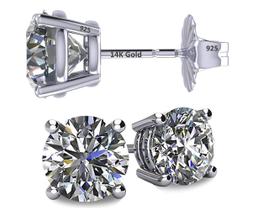 Brincos Central Diamond Center em ouro e prata 14 quilates