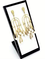 Brincos Chandelier Cravejados Com Zirconias Banho Ouro 18k 810