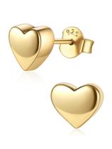 Brincos ChicSilver Banhados a Ouro 14K com coração de 7 mm para mulheres