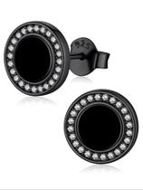 Brincos ChicSilver Black Onyx em prata esterlina 925 para homens