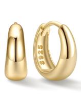 Brincos ChicSilver Gold Huggie 10 mm, prata banhada a ouro 14 quilates