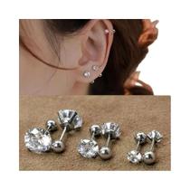 Brincos Clássicos De Zircônia Para Mulheres, 3 Pares, Joias De Piercing Em Aço Inoxidável Para