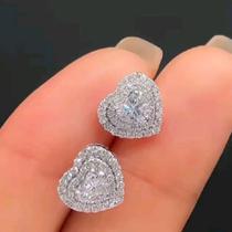 Brincos Clássicos Femininos Em Forma De Coração Com Cristal De Zircônia Cúbica, Joias Atemporais