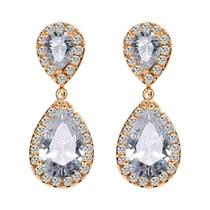 Brincos Clássicos Femininos Em Forma De Gota Com Zircônia Cúbica Brilhante Para Casamento E Festas