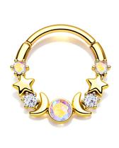 Brincos CM Crareesi Mania Moon Phase Daith 16G em ouro 10 mm Brincos CM Crareesi Mania Moon Phase Daith 16G em ouro 10 mm