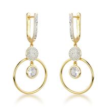 Brincos com Argola Dupla e Esferas de Zircônia Cintilantes - Banhados a Ouro 18k