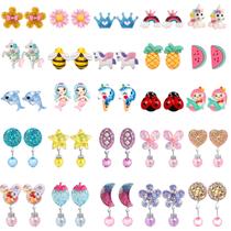 Brincos com clipe DEVIENG hipoalergênicos para meninas de 4 a 12 anos x 25