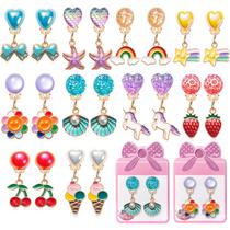 Brincos com clipe ERDOGLY para meninas, 10 pares, crianças fingem Brincos com clipe ERDOGLY para meninas, 10 pares, crianças fingem