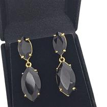 Brincos Com Pedra Navete Banho De Ouro 18k 1059