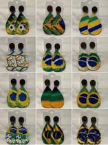 Brincos Copa do Mundo de MDF Brasil Kit 12 Pares A