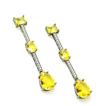 Brincos Cristais e Palito Cravação De Zirconias Banhados 4574 Brincos Cristais e Palito Cravação De Zirconias Banhados 4574