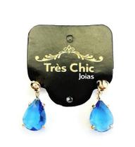 Brincos Cristal Gota Banho Ouro 18k 1390B Brincos Cristal Gota Banho Ouro 18k 1390B