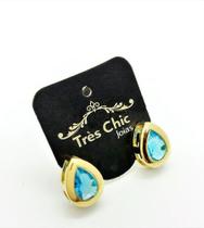 Brincos Cristal Gota Com Moldura Banho Ouro 18k 2536