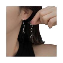 Brincos Dangle Em Ouro Com Design De Onda Para Mulheres E Adolescentes, Com Franjas E Curvaturas Em