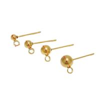 Brincos De Aço Inoxidável Cor Dourada Com Esferas De 3, 4, 5, 6mm E Argolas De Conexão - 20 Peças