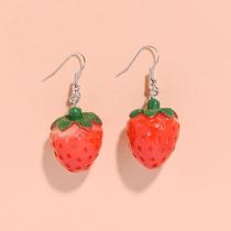 Brincos de Acrílico com Pingente de Morango - Joia Moderna para Meninas e Mulheres
