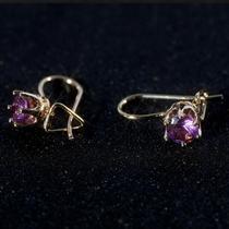 Brincos De Ametista Roxa Banhados a Ouro Para Mulheres, Joias De Moda Vintage, Presentes Para Festas