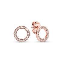 Brincos de Arco Rosa com Pingente - Joia para Presente Feminino (Compatível com Pandora)