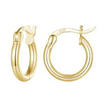Brincos de Argola Banhados a Ouro 18K - Prata Esterlina 925 - Presente Feminino