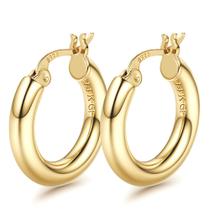 Brincos de argola Besteel em prata esterlina 925 preenchida com ouro 14 quilates Brincos de argola Besteel em prata esterlina 925 preenchida com ouro 14 quilates