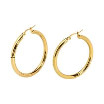 Brincos de Argola Circulares Banhados a Ouro 18k - Aço Inoxidável - Para Mulheres e Meninas Brincos de Argola Circulares Banhados a Ouro 18k - Aço Inoxidável - Para Mulheres e Meninas