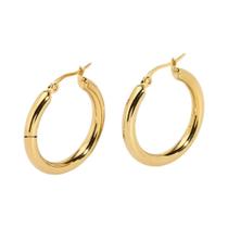Brincos de Argola Circulares Banhados a Ouro 18k - Aço Inoxidável - Para Mulheres e Meninas Brincos de Argola Circulares Banhados a Ouro 18k - Aço Inoxidável - Para Mulheres e Meninas