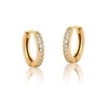 Brincos De Argola Click Com Pedras Ouro Puro 10k Ab174