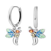 Brincos De Argola Coloridos Em Forma De Borboleta, Abelha, Joaninha E Flor Arco-Íris Em Prata