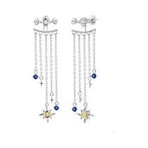 Brincos De Argola Com Estrela E Lua Em Prata Esterlina 925 Para Mulheres, Joias De Moda, Presente