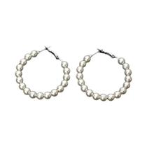 Brincos De Argola Com Pérolas Imitadas Em Ouro E Prata, 3 Tamanhos, Redondos, Para Mulheres, Joias