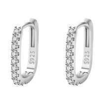 Brincos De Argola De Cristal De Zircônia Em Prata Esterlina 925 Para Mulheres, Presentes Para