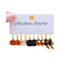 Brincos De Argola De Halloween Com Desenhos De Abóbora, Gato E Morcego Para Mulheres, 10-40 Peças,