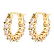 Brincos de Argola de Ouro com Zircônias AAA - Presente Vnox