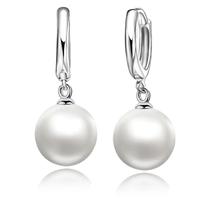 Brincos de Argola de Pérola Branca 925 - Prata Esterlina - Joia para Presente de Casamento Brincos de Argola de Pérola Branca 925 - Prata Esterlina - Joia para Presente de Casamento