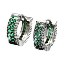 Brincos De Argola De Zircônia Cúbica Verde, Joias De Cristal Colorido CZ Para Moda Hip Hop, Para Brincos De Argola De Zircônia Cúbica Verde, Joias De Cristal Colorido CZ Para Moda Hip Hop, Para