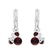 Brincos de argola Disney Minnie Mouse January Birthstone Silver