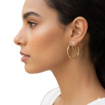 Brincos De Argola Dourados Com Fecho De Pressão Festa -