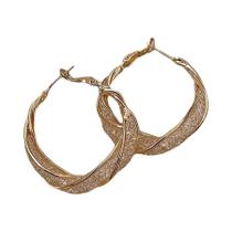 Brincos De Argola Dourados Para Mulheres, Joias Estilosas De Malha Intricada Para Festas, Presente Brincos De Argola Dourados Para Mulheres, Joias Estilosas De Malha Intricada Para Festas, Presente