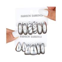 Brincos De Argola Em Forma De Gota Grande Cor Dourada 18 Peças/Conjunto Para Mulheres Moda Joias