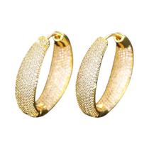 Brincos De Argola Em Micro Pave De Zircônia Dourada E Prateada Para Mulheres, Acessórios De Joias