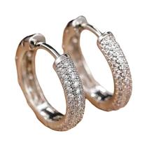 Brincos De Argola Em Prata Com Zircônia Para Mulheres, Joias Clássicas Minimalistas, Acessórios De Brincos De Argola Em Prata Com Zircônia Para Mulheres, Joias Clássicas Minimalistas, Acessórios De