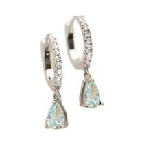 Brincos De Argola Em Prata Esterlina 925 Com Zircônia Colorida Em Forma De Gota De Água, Joias Finas