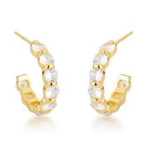 Brincos de Argola Estilo Riviera - Brilho de Cristal e Ouro 18k Banhado