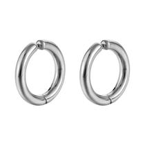 Brincos De Argola Falsos Clássicos Unissex Em Aço Inoxidável, Clip-On, Sem Necessidade De Perfuração