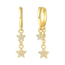 Brincos De Argola Femininos Em Prata 925 Com Estrelas, Luas, Pérolas, Abelhas, Banhado a Ouro,