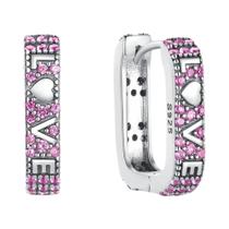 Brincos de Argola Femininos em Prata 925 com Zircônia e Coração - Joia Fina para Presente