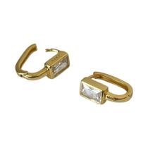 Brincos De Argola Femininos Em Prata E Ouro Com Zircônia Cúbica, Joias De Moda Com Design Retangular Brincos De Argola Femininos Em Prata E Ouro Com Zircônia Cúbica, Joias De Moda Com Design Retangular