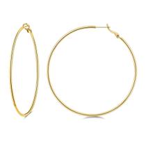 Brincos de argola Gacimy Large Big 70 mm banhados a ouro 14K para mulheres