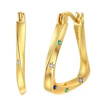 Brincos De Argola Geométricos Em Prata 925 Com Coração Em Ouro Rosé Para Mulheres, Presente De Joias