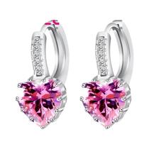 Brincos De Argola Grandes Femininos Em Prata Esterlina 925 Com Zircônia Cúbica Colorida, Acessório